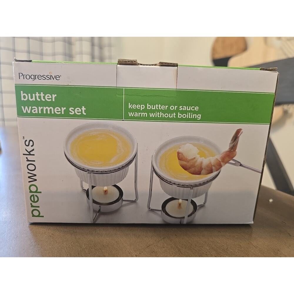 PrepWorks by Progressive 5-Ounce Ceramic Butter Warmer, Fondue Set - New in Box